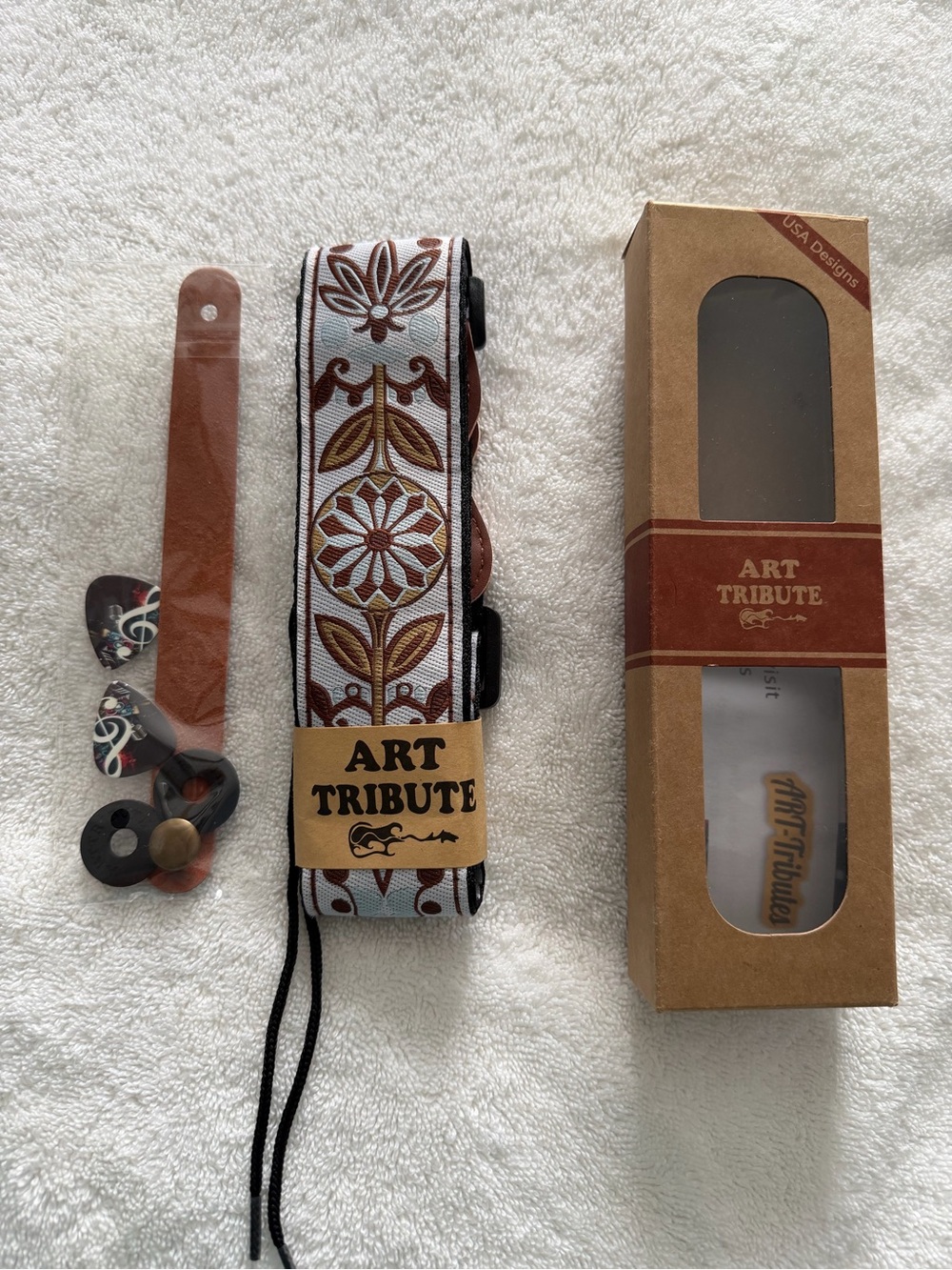 Floral Guitar Strap with Picks